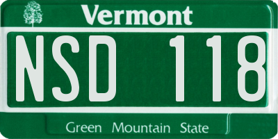 VT license plate NSD118