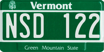 VT license plate NSD122