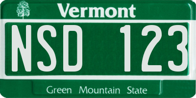 VT license plate NSD123
