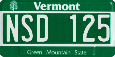 VT license plate NSD125