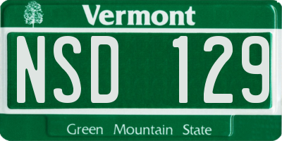VT license plate NSD129