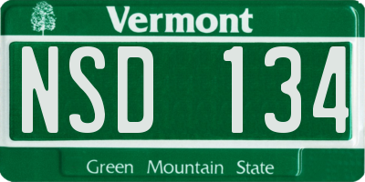 VT license plate NSD134