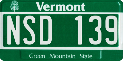 VT license plate NSD139