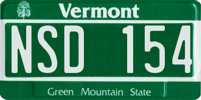 VT license plate NSD154
