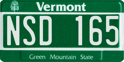 VT license plate NSD165