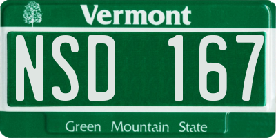 VT license plate NSD167