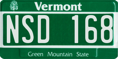 VT license plate NSD168