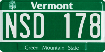 VT license plate NSD178