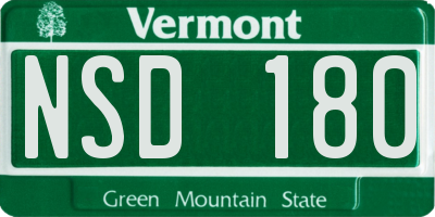 VT license plate NSD180