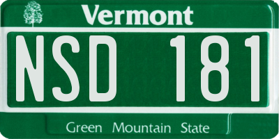 VT license plate NSD181