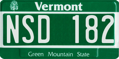 VT license plate NSD182