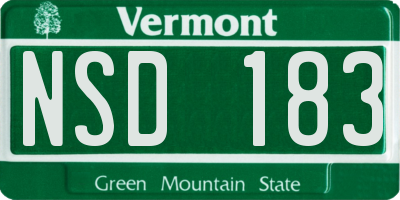 VT license plate NSD183