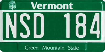 VT license plate NSD184