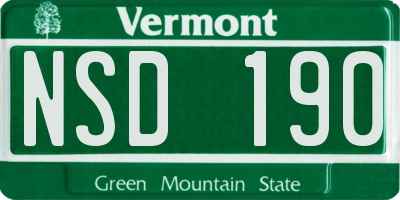 VT license plate NSD190