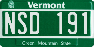 VT license plate NSD191