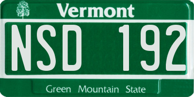 VT license plate NSD192