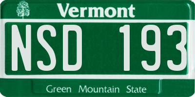 VT license plate NSD193