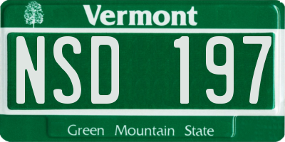 VT license plate NSD197
