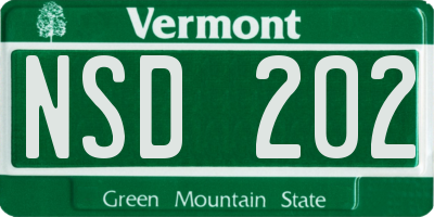 VT license plate NSD202