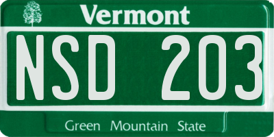 VT license plate NSD203