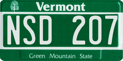 VT license plate NSD207