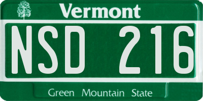 VT license plate NSD216