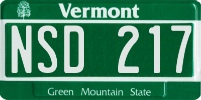 VT license plate NSD217