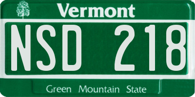 VT license plate NSD218