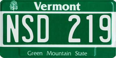 VT license plate NSD219