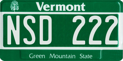 VT license plate NSD222