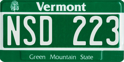 VT license plate NSD223