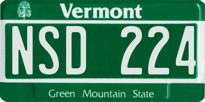 VT license plate NSD224