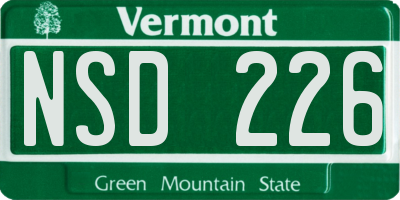 VT license plate NSD226