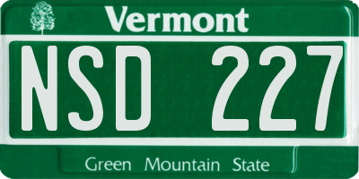 VT license plate NSD227