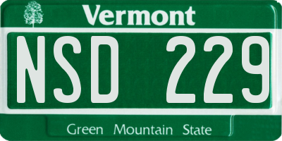 VT license plate NSD229