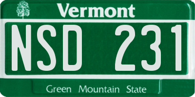 VT license plate NSD231