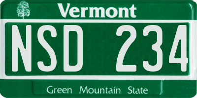 VT license plate NSD234