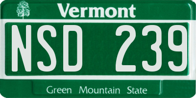 VT license plate NSD239