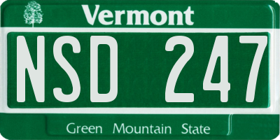 VT license plate NSD247
