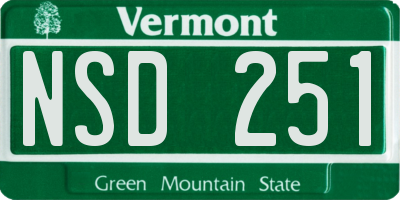 VT license plate NSD251