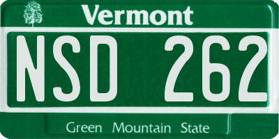 VT license plate NSD262