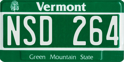 VT license plate NSD264
