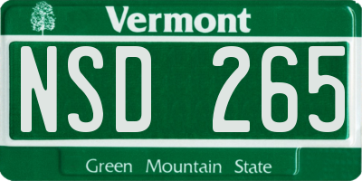 VT license plate NSD265