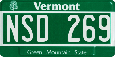 VT license plate NSD269