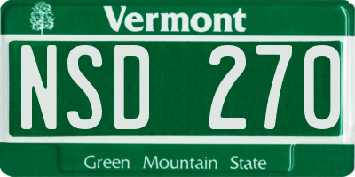 VT license plate NSD270