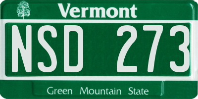 VT license plate NSD273