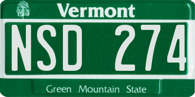 VT license plate NSD274