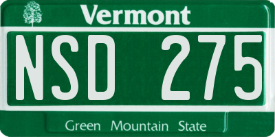 VT license plate NSD275
