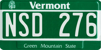 VT license plate NSD276