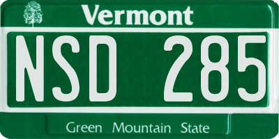 VT license plate NSD285